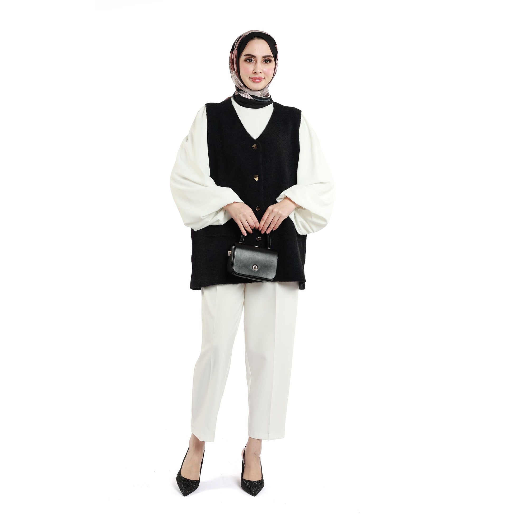 Gold Button Detailed Knitted Waistcoat