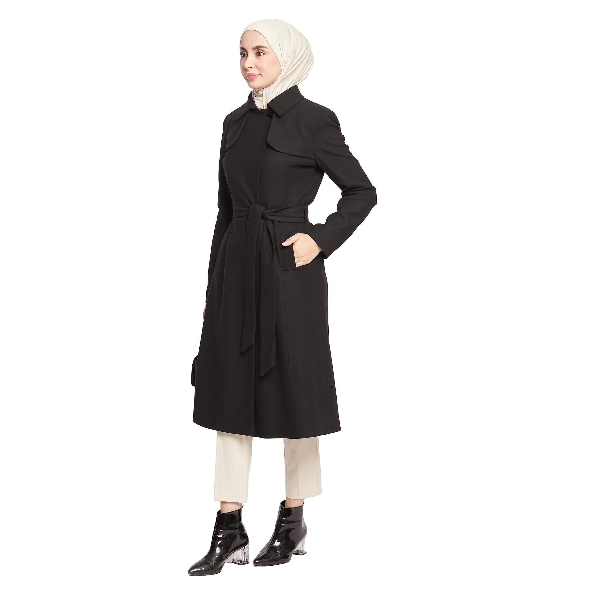 Concealed Placket Single-Button Lined Coat