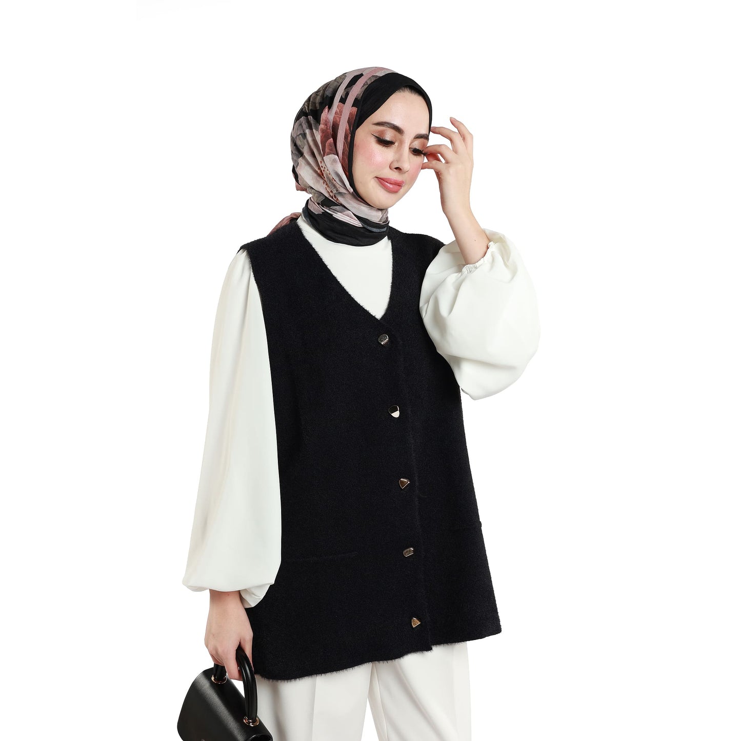 Gold Button Detailed Knitted Waistcoat