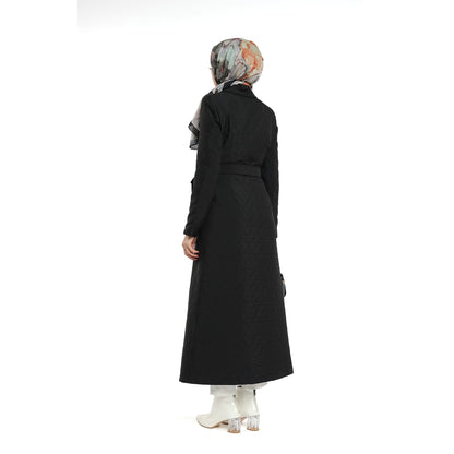 Diamond Quilted Belted Double Breasted Coat