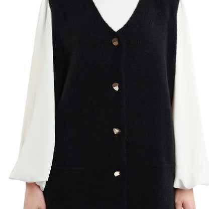 Gold Button Detailed Knitted Waistcoat