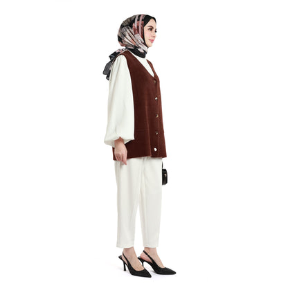 Gold Button Detailed Knitted Waistcoat