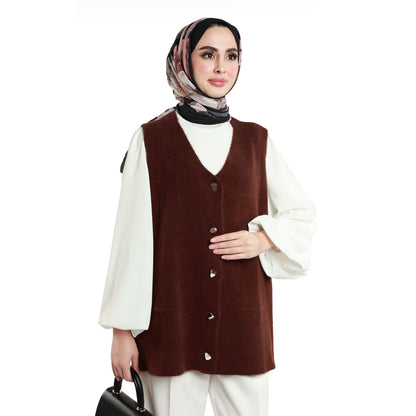 Gold Button Detailed Knitted Waistcoat