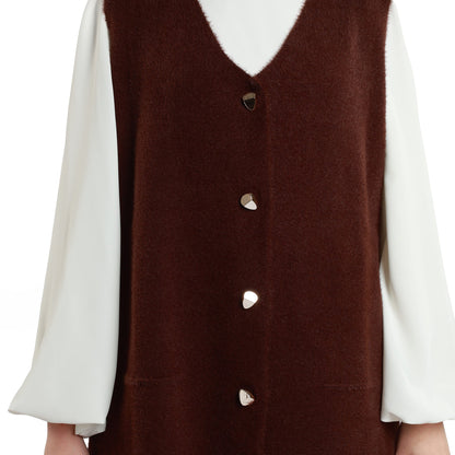 Gold Button Detailed Knitted Waistcoat
