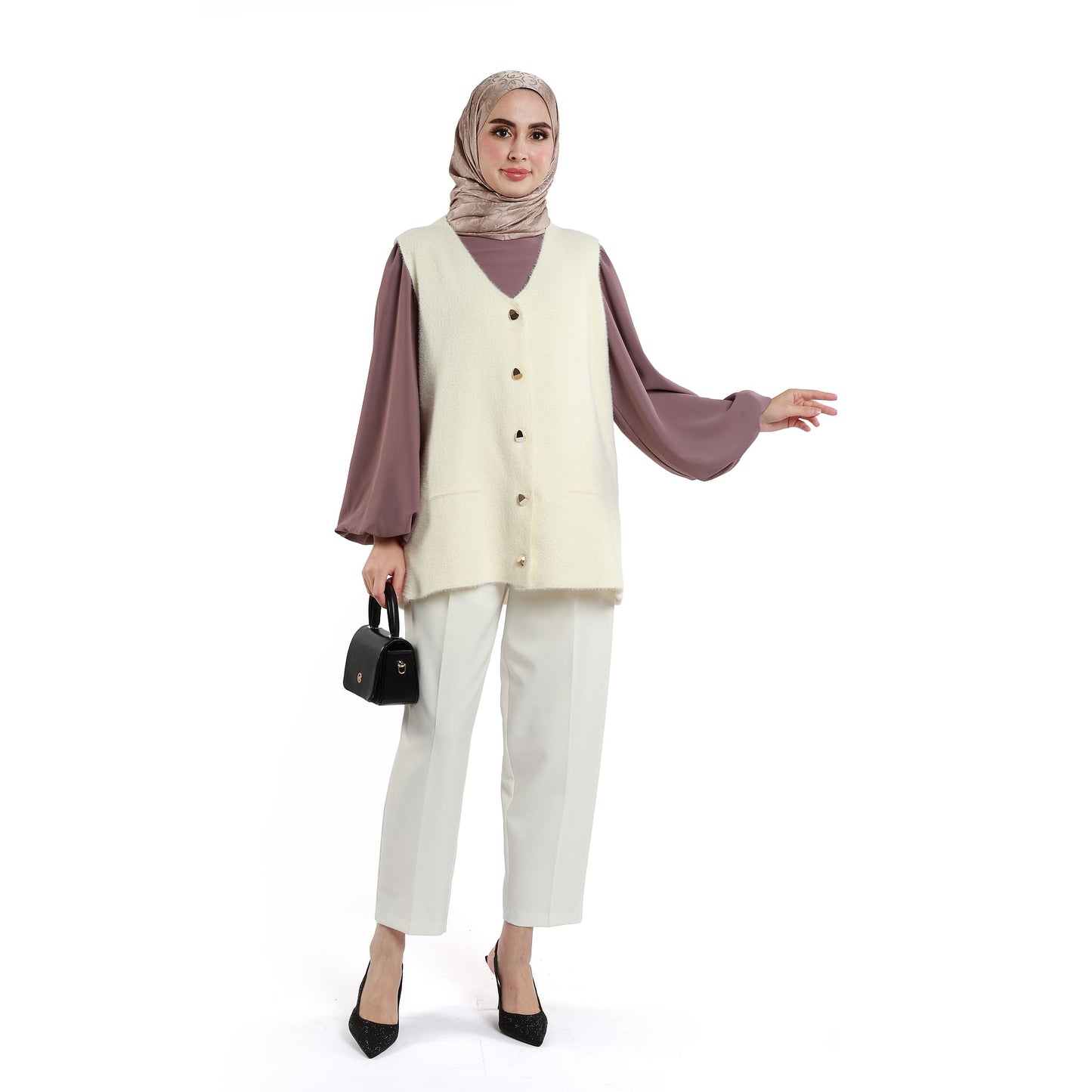 Gold Button Detailed Knitted Waistcoat