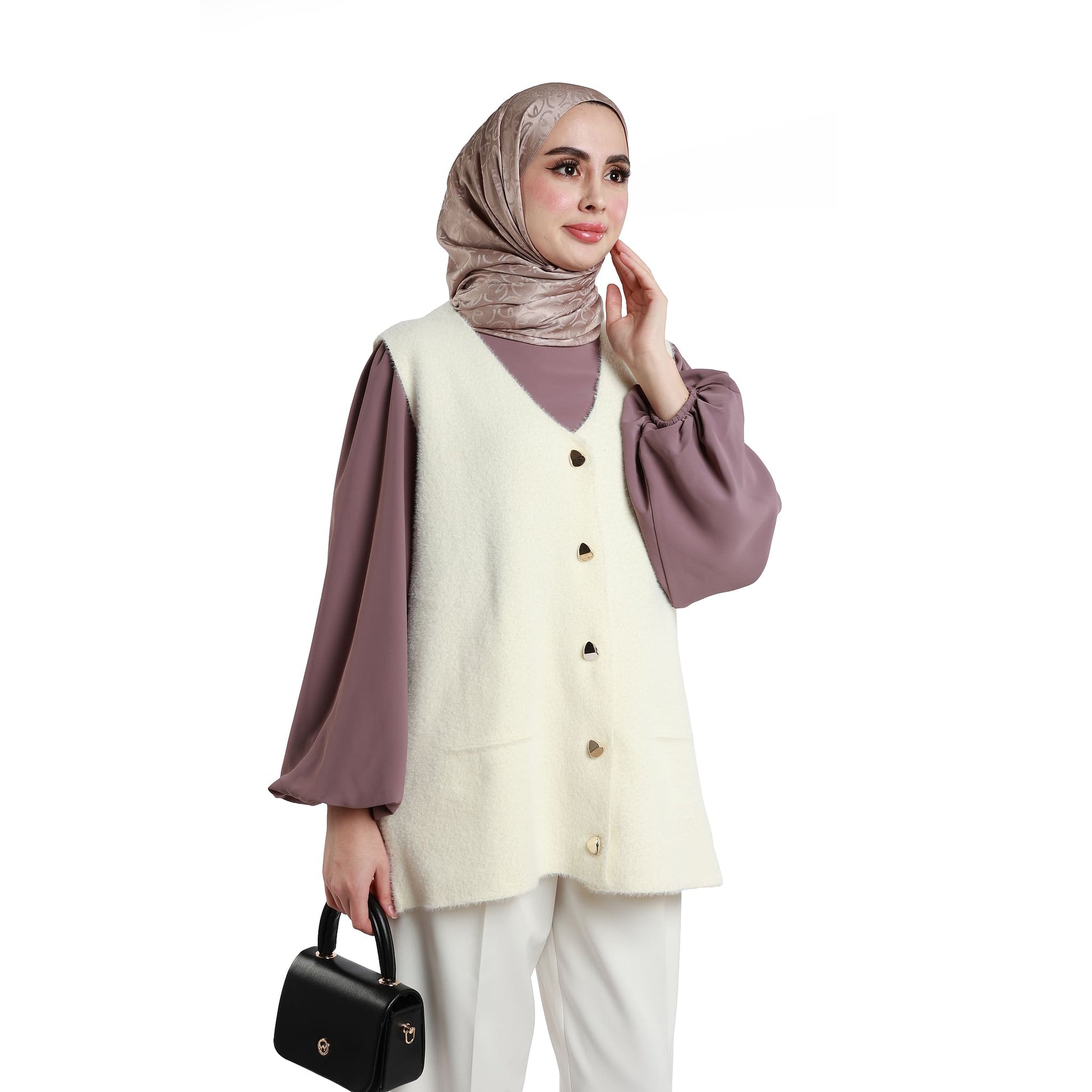 Gold Button Detailed Knitted Waistcoat