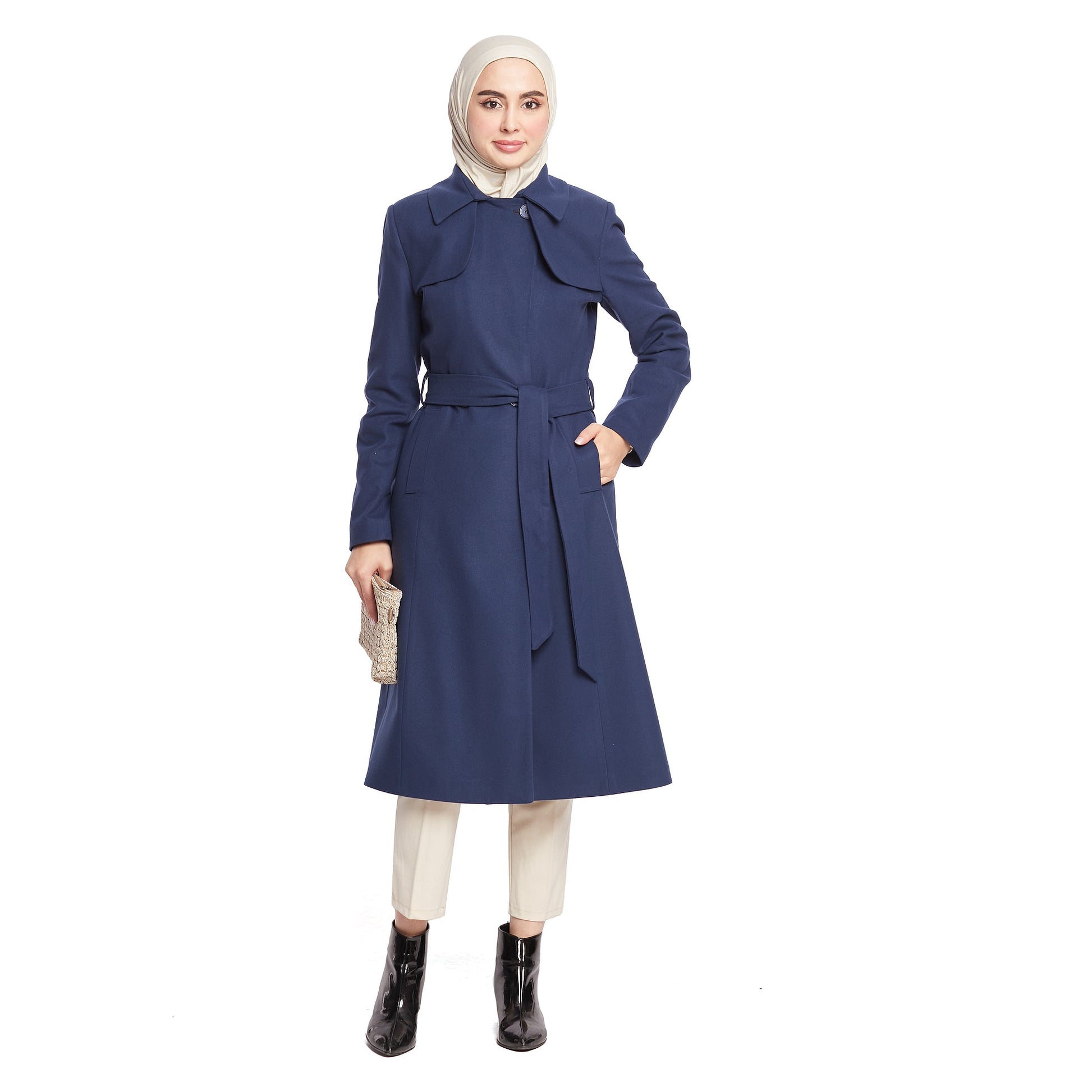 Concealed Placket Single-Button Lined Coat