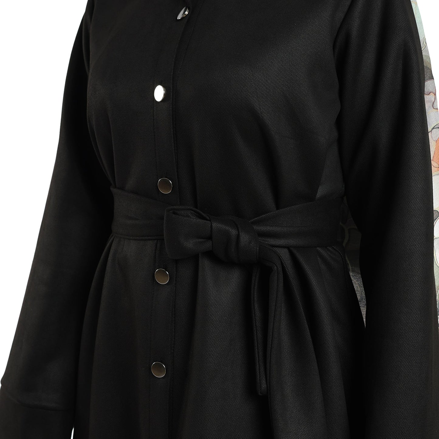 Belted Polo Collar Suede Tunic With Metal Buttons
