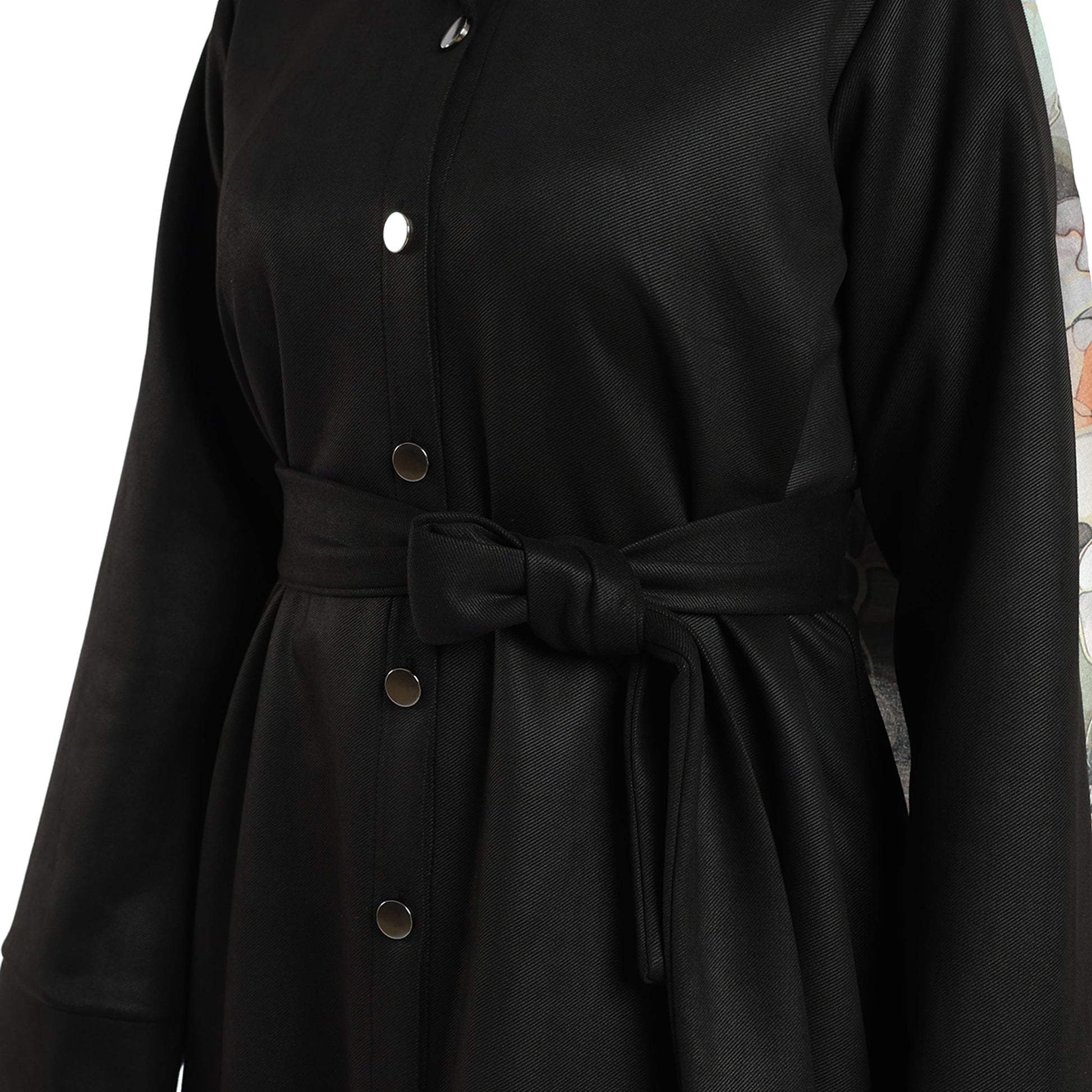 Belted Polo Collar Suede Tunic With Metal Buttons