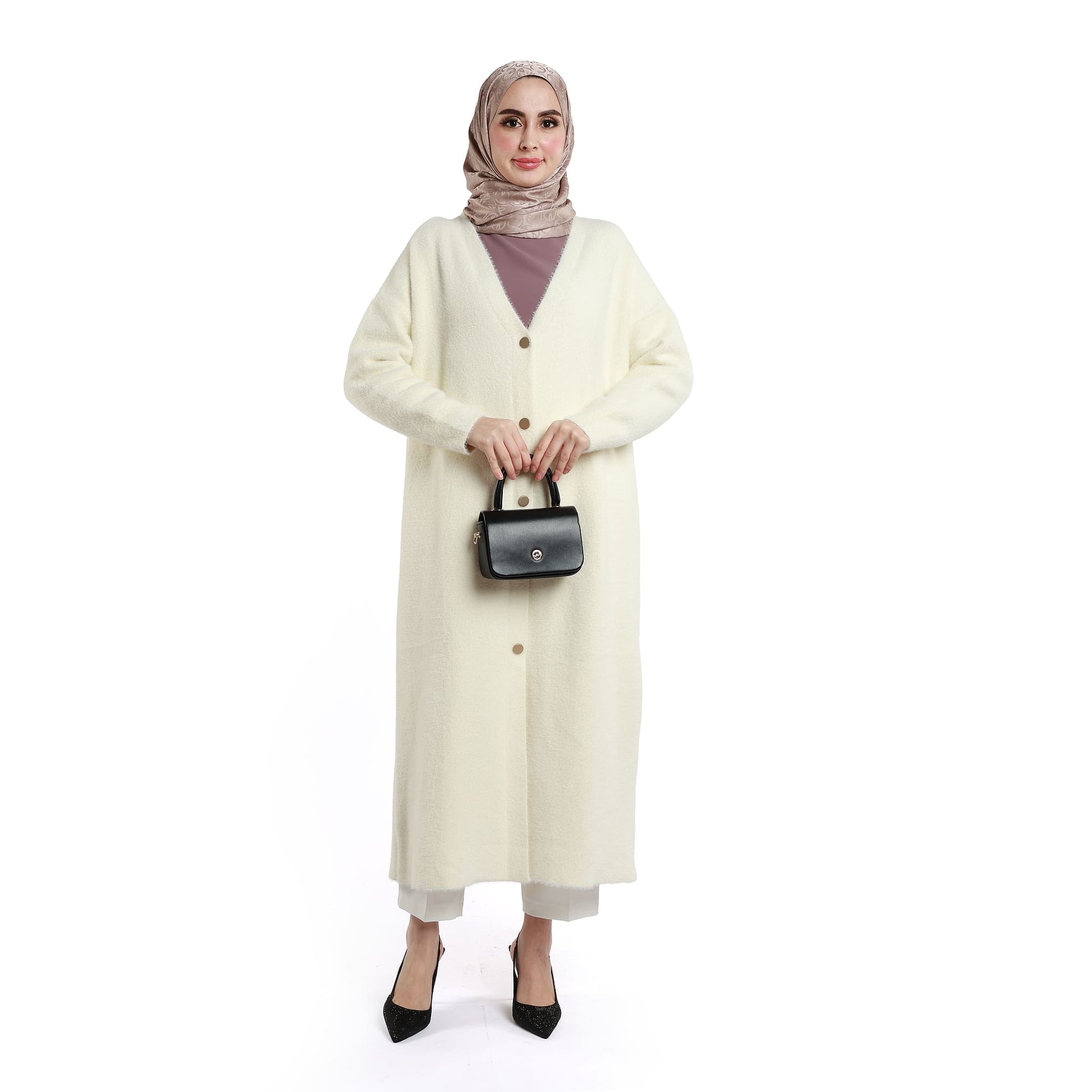 Gold Button Detailed Knitted Cardigan