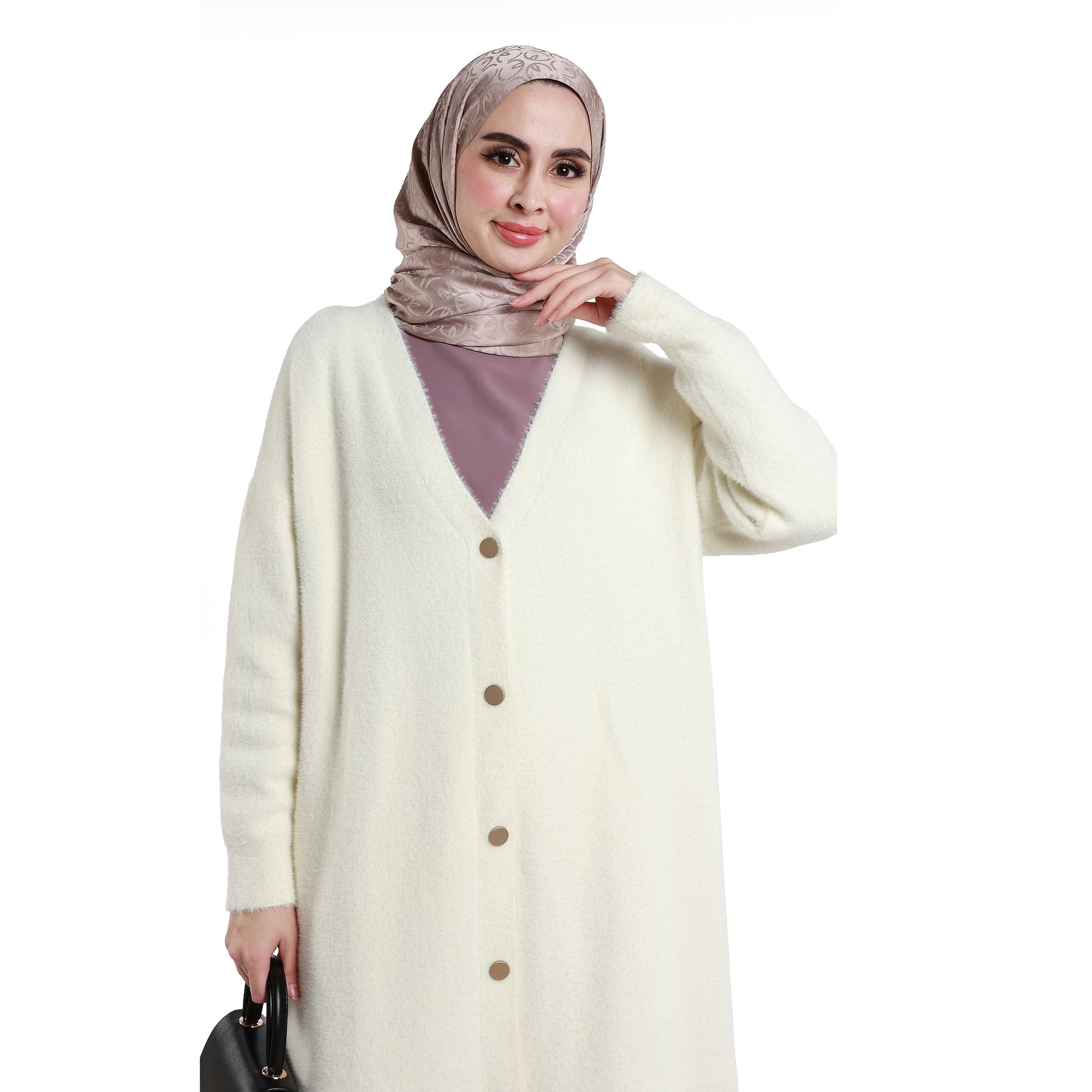Gold Button Detailed Knitted Cardigan