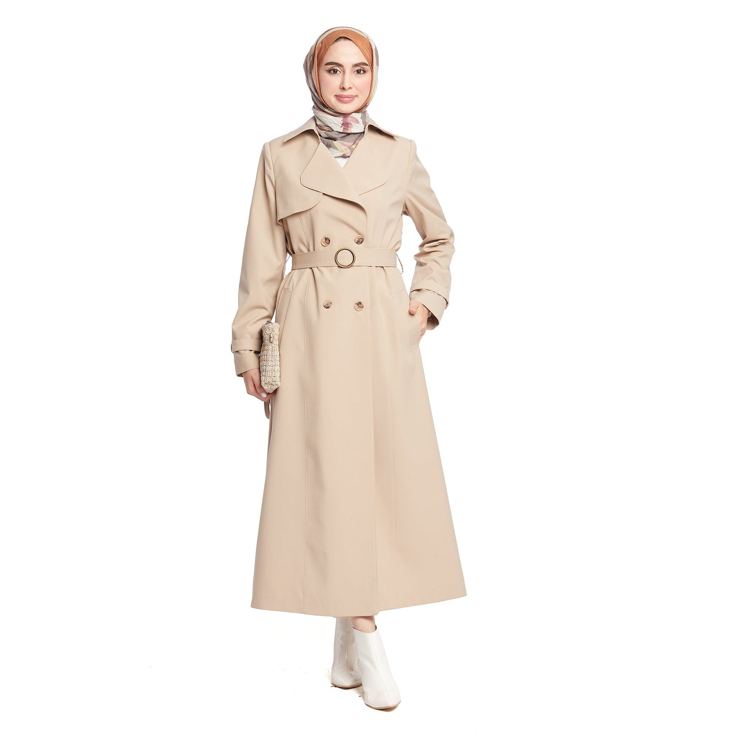 Double-Breasted Belted Lined Overcoat