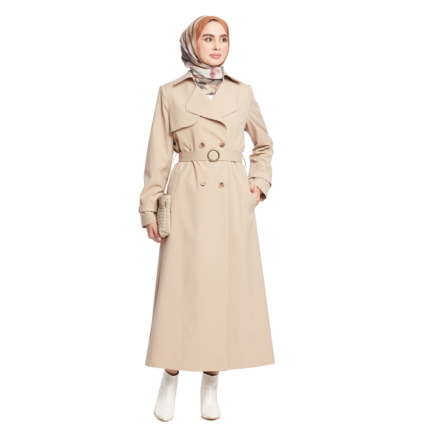 Double-Breasted Belted Lined Overcoat