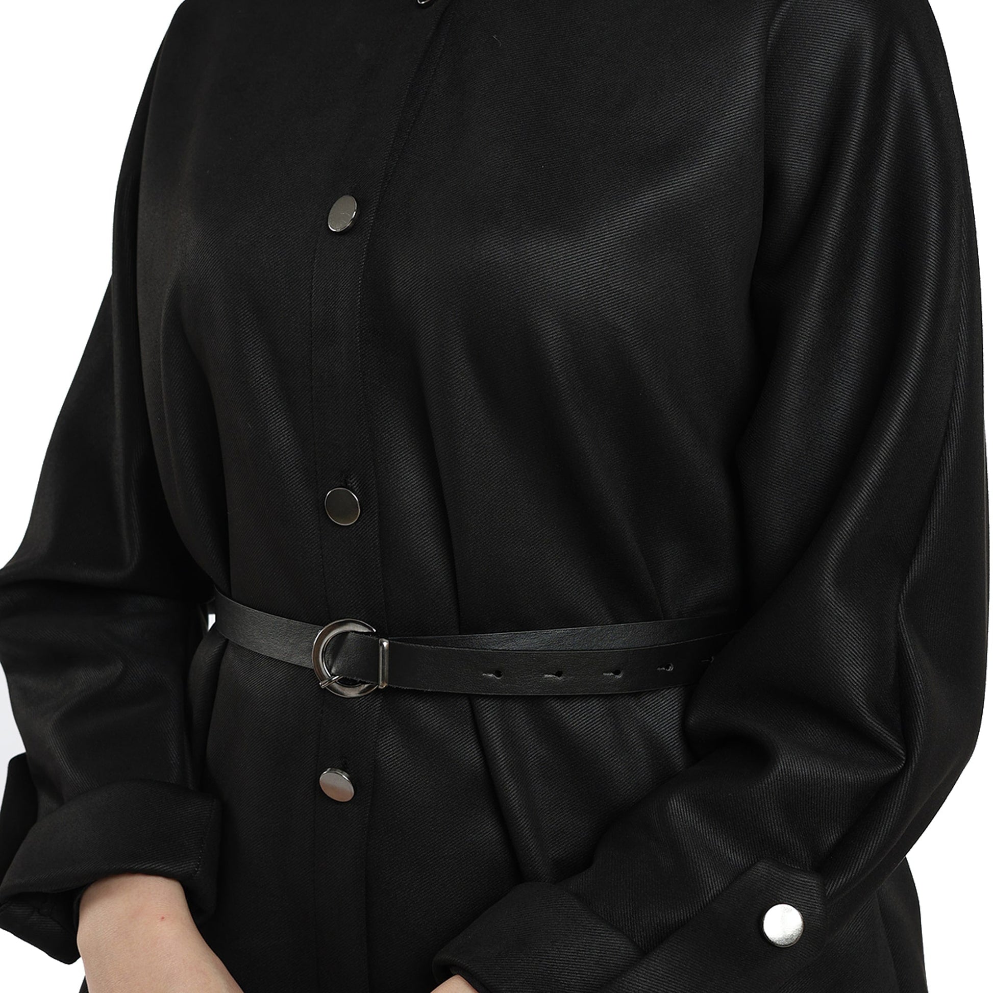 Belted Polo Collar Drop Shoulder Suede Tunic