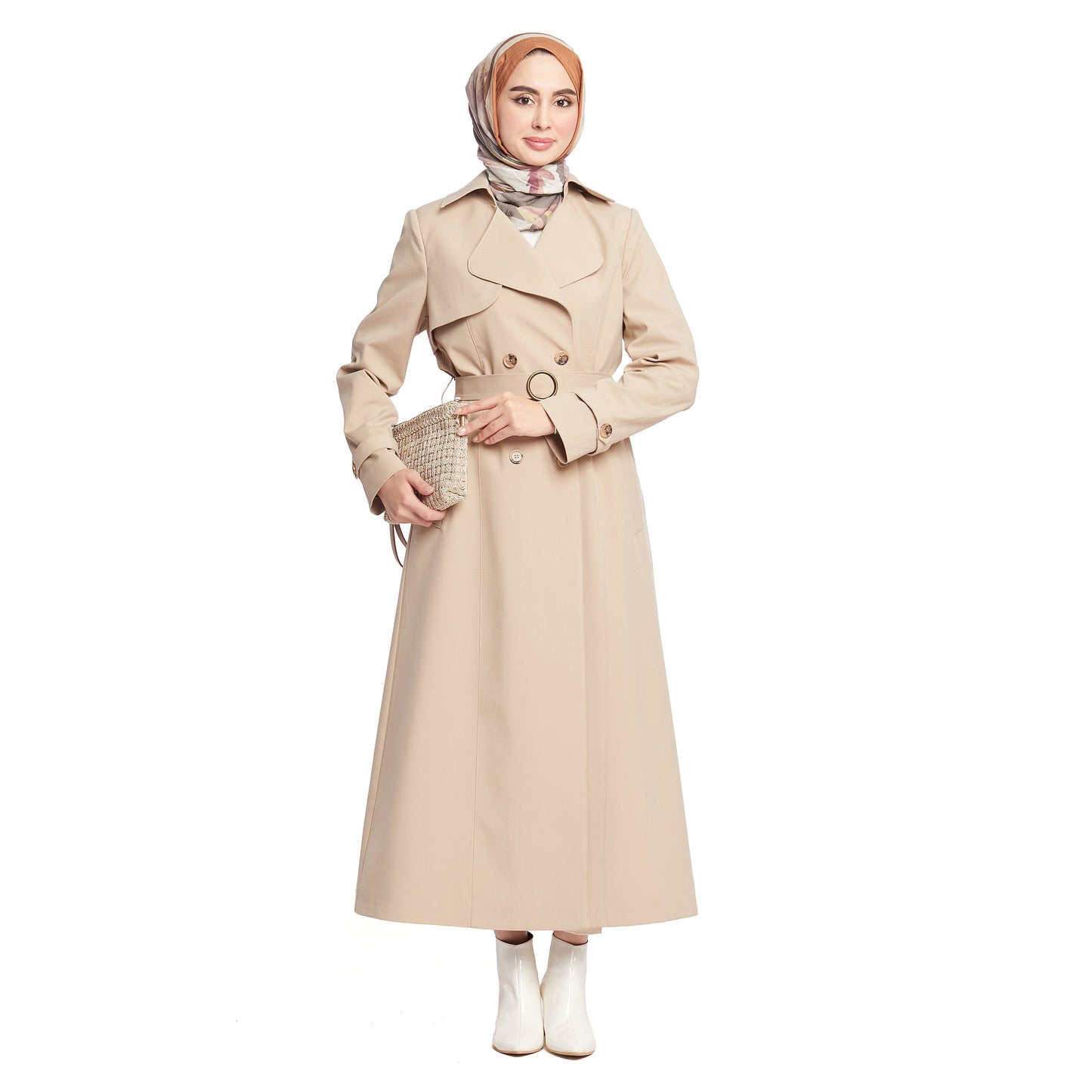 Double-Breasted Belted Lined Overcoat