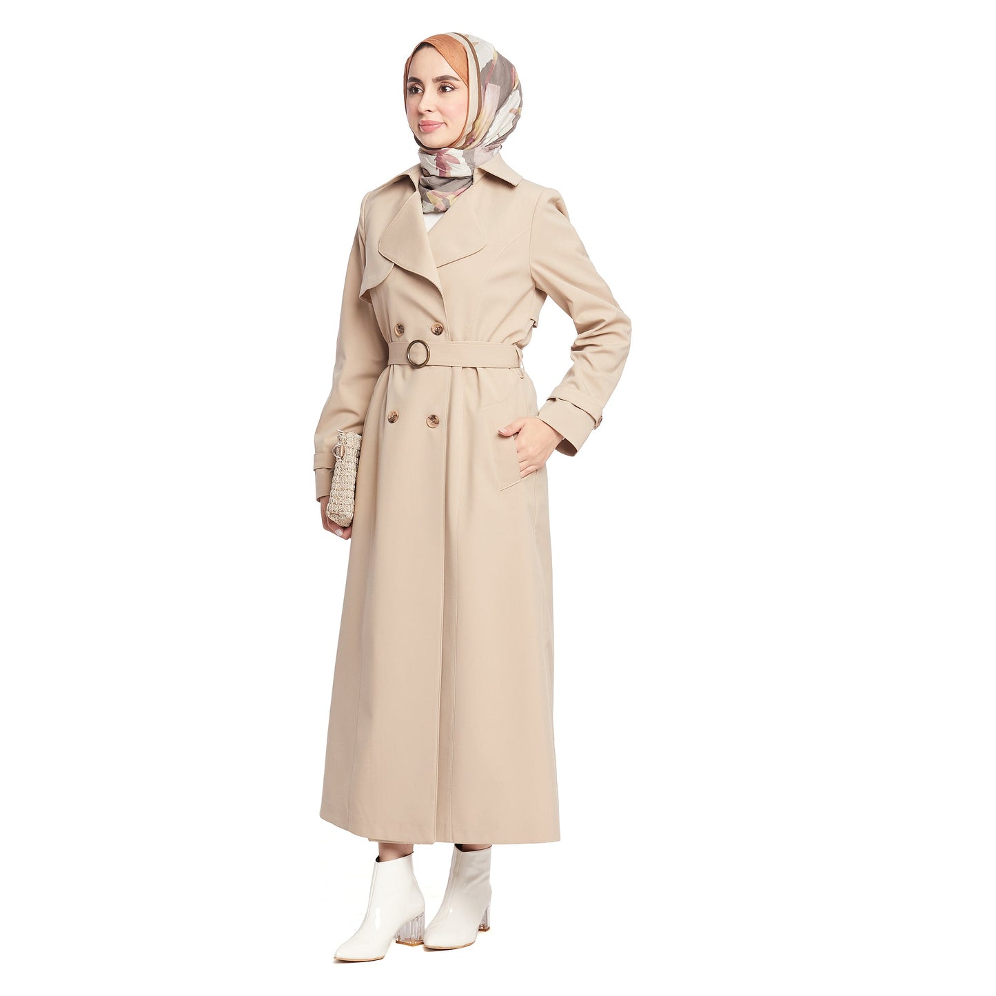 Double-Breasted Belted Lined Overcoat