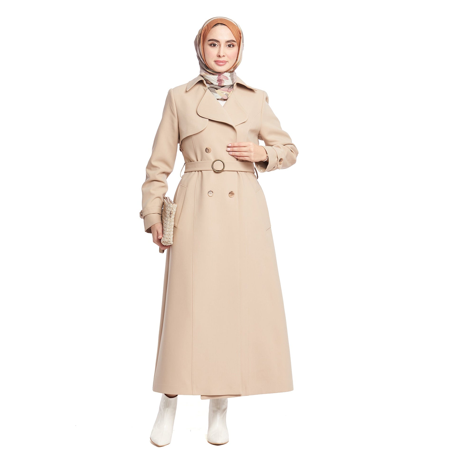 Double-Breasted Belted Lined Overcoat