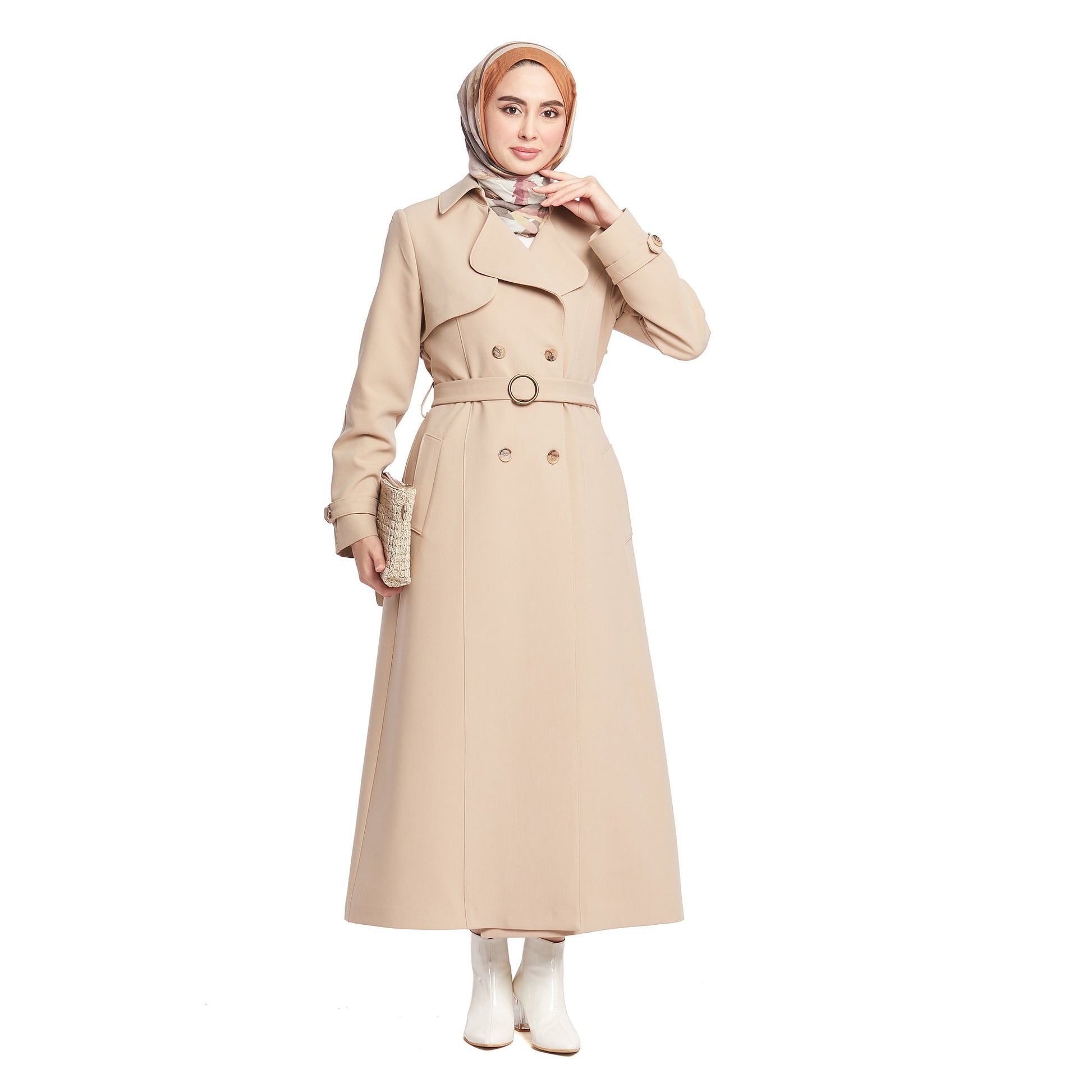 Double-Breasted Belted Lined Overcoat