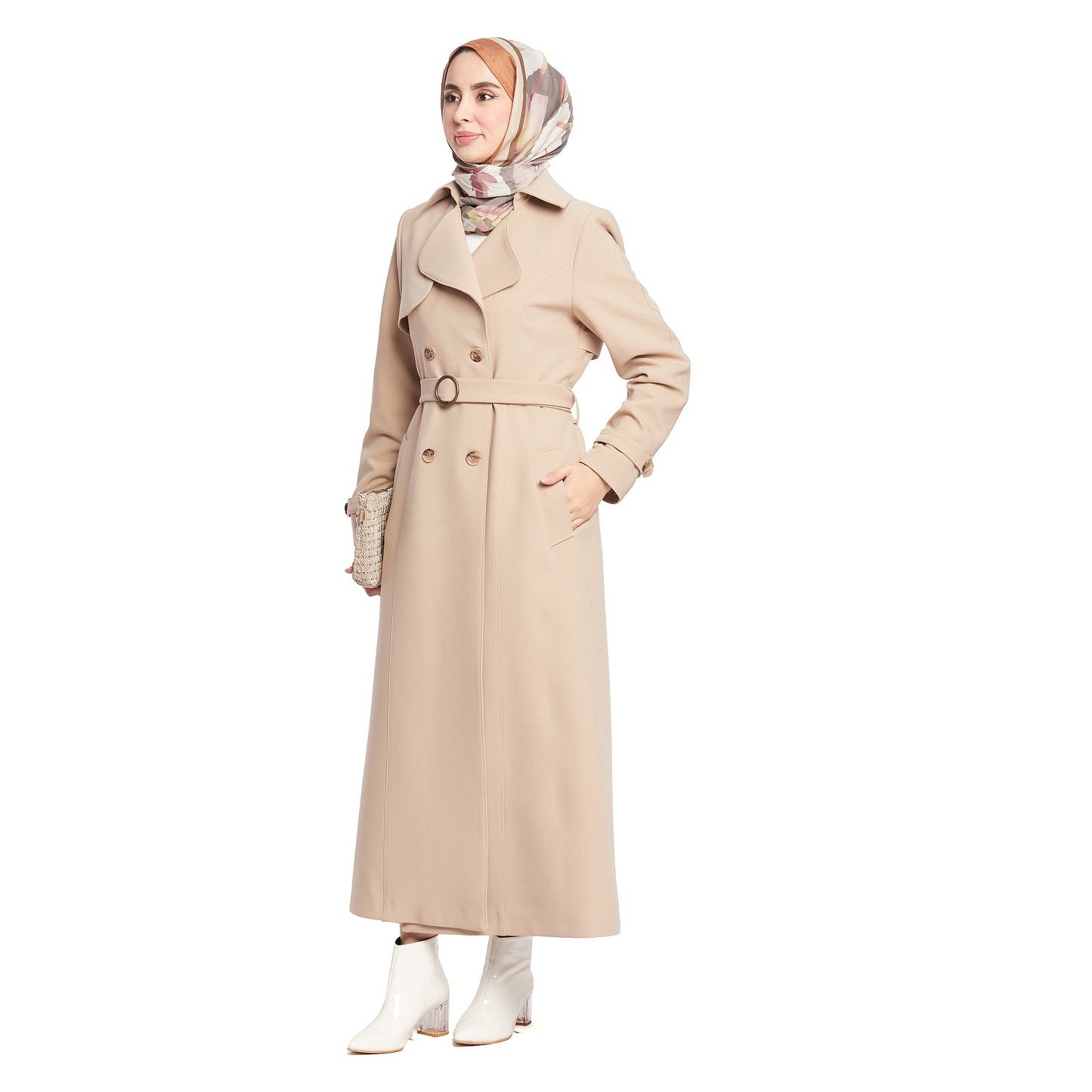 Double-Breasted Belted Lined Overcoat