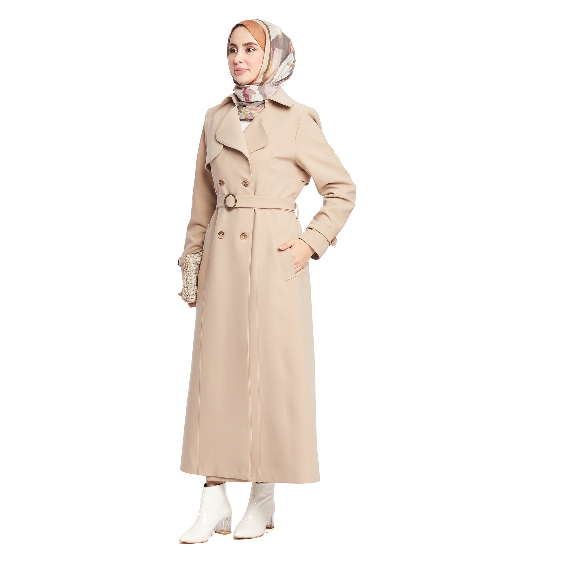 Double-Breasted Belted Lined Overcoat