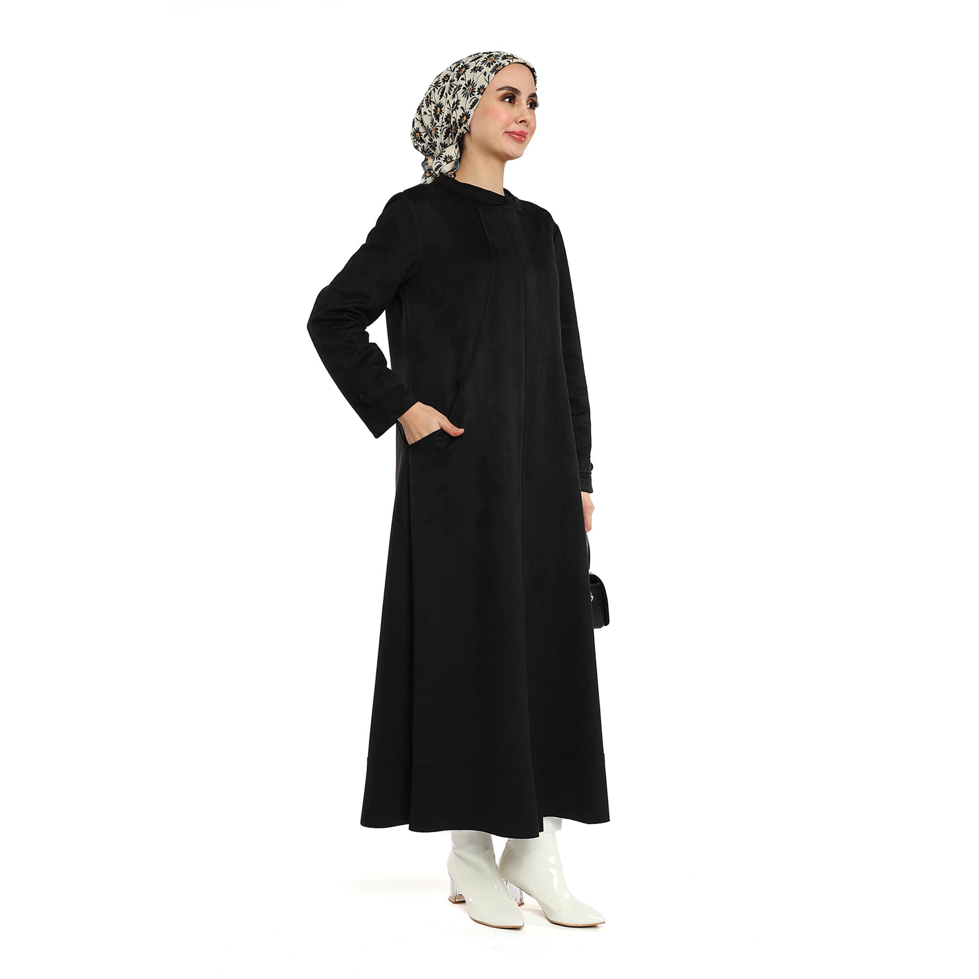 Hidden Pocket Suede Overcoat