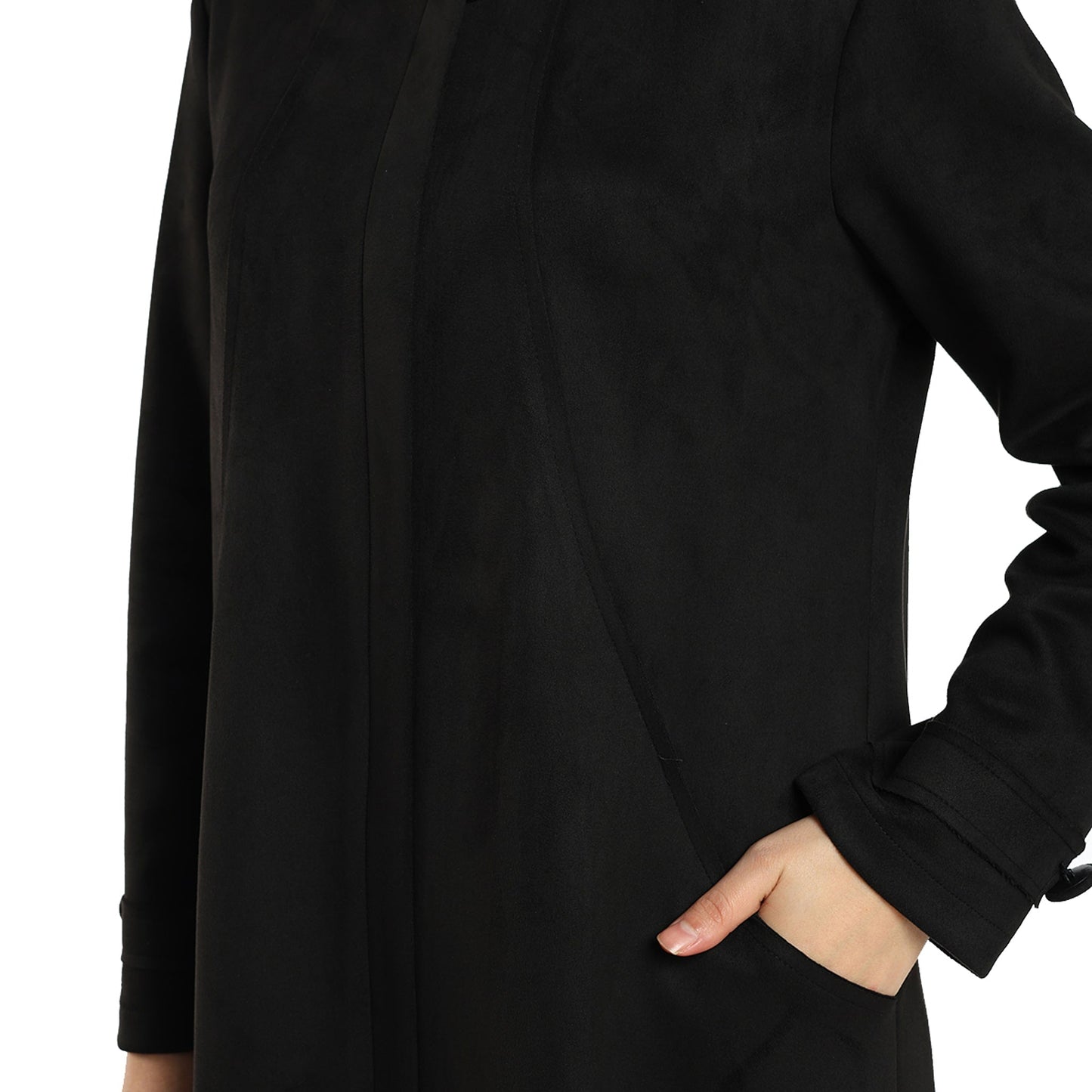 Hidden Pocket Suede Overcoat