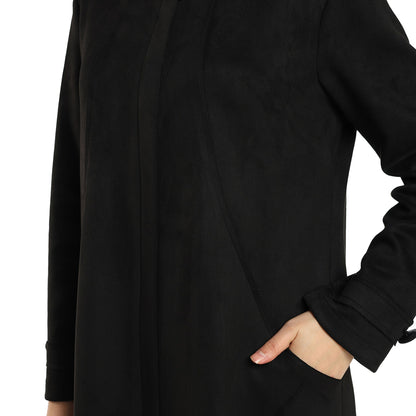 Hidden Pocket Suede Overcoat