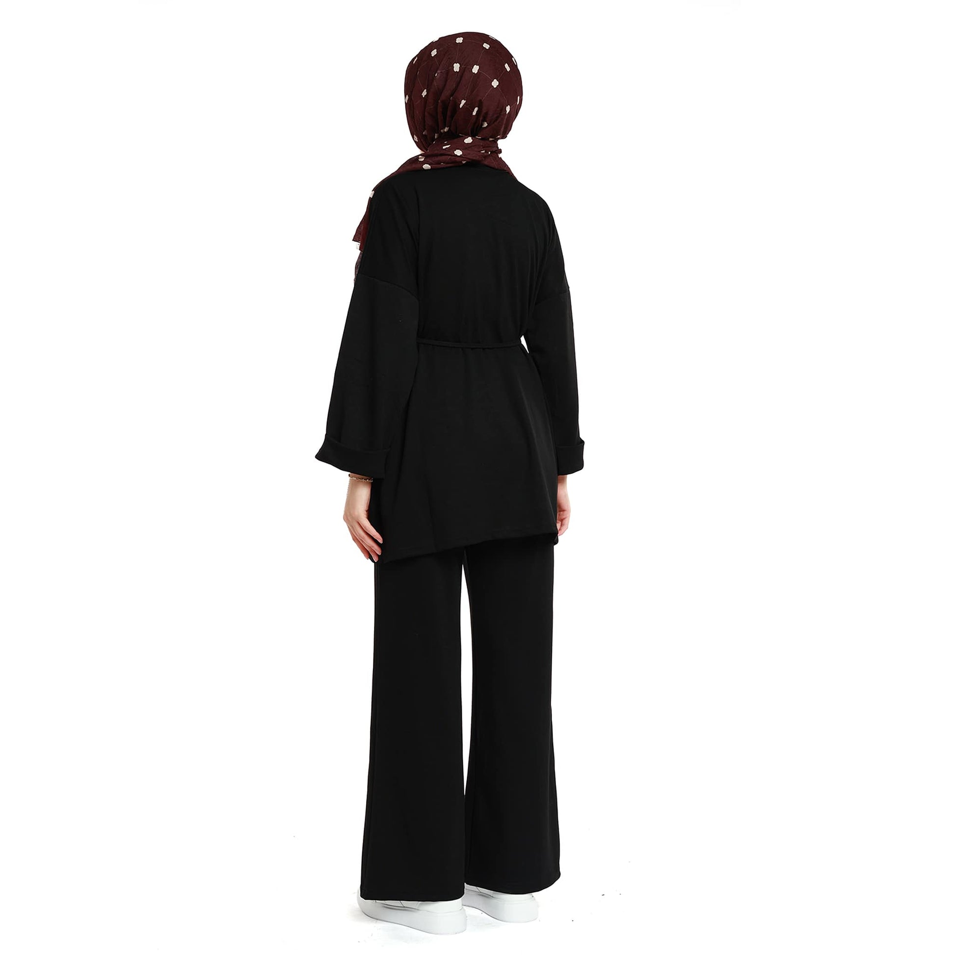 Oversize Pants Set with Drawstring Waist and Sleeve Pleat Detail