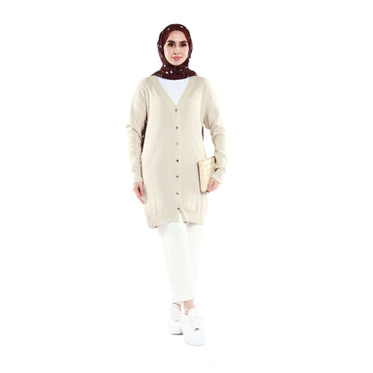 Oversized V-Neck Knit with Shiny Metal Buttons