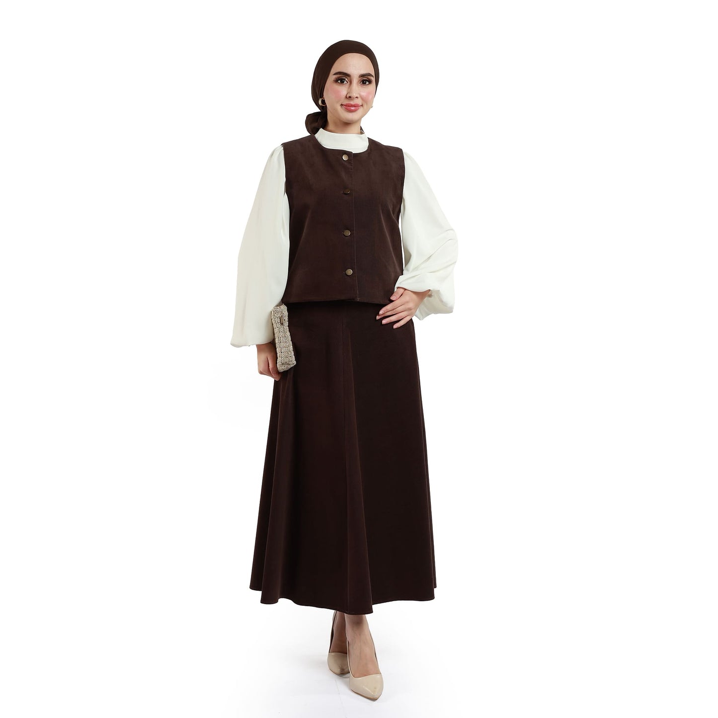 Suede/Velvet Silver Buttoned Skirt Suit