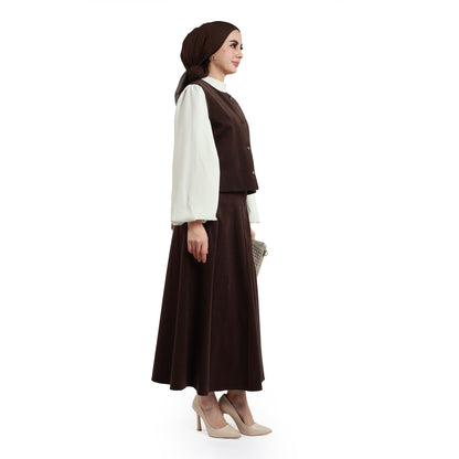 Suede/Velvet Silver Buttoned Skirt Suit