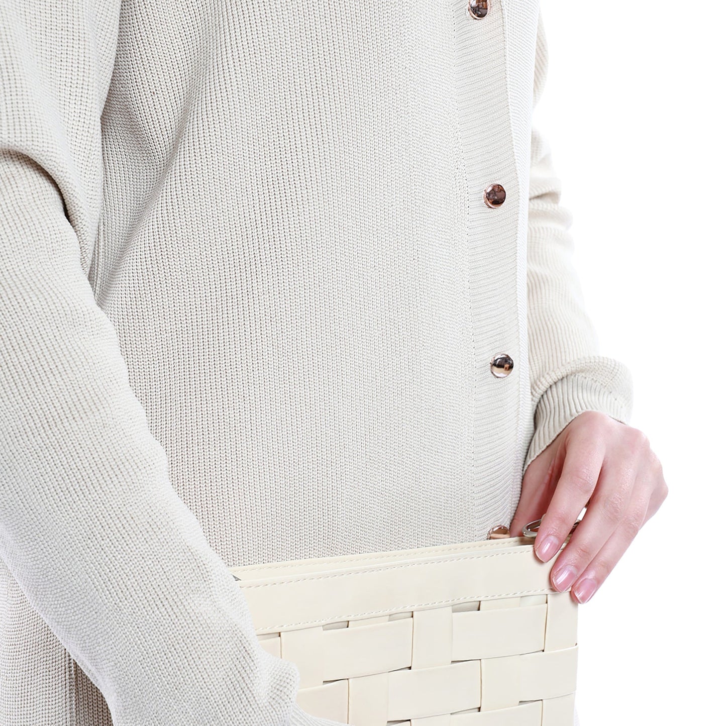 Oversized V-Neck Knit with Shiny Metal Buttons