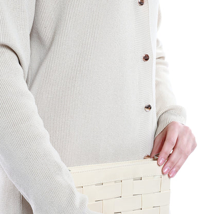 Oversized V-Neck Knit with Shiny Metal Buttons