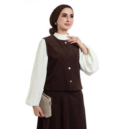 Suede/Velvet Silver Buttoned Skirt Suit