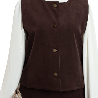 Suede/Velvet Silver Buttoned Skirt Suit