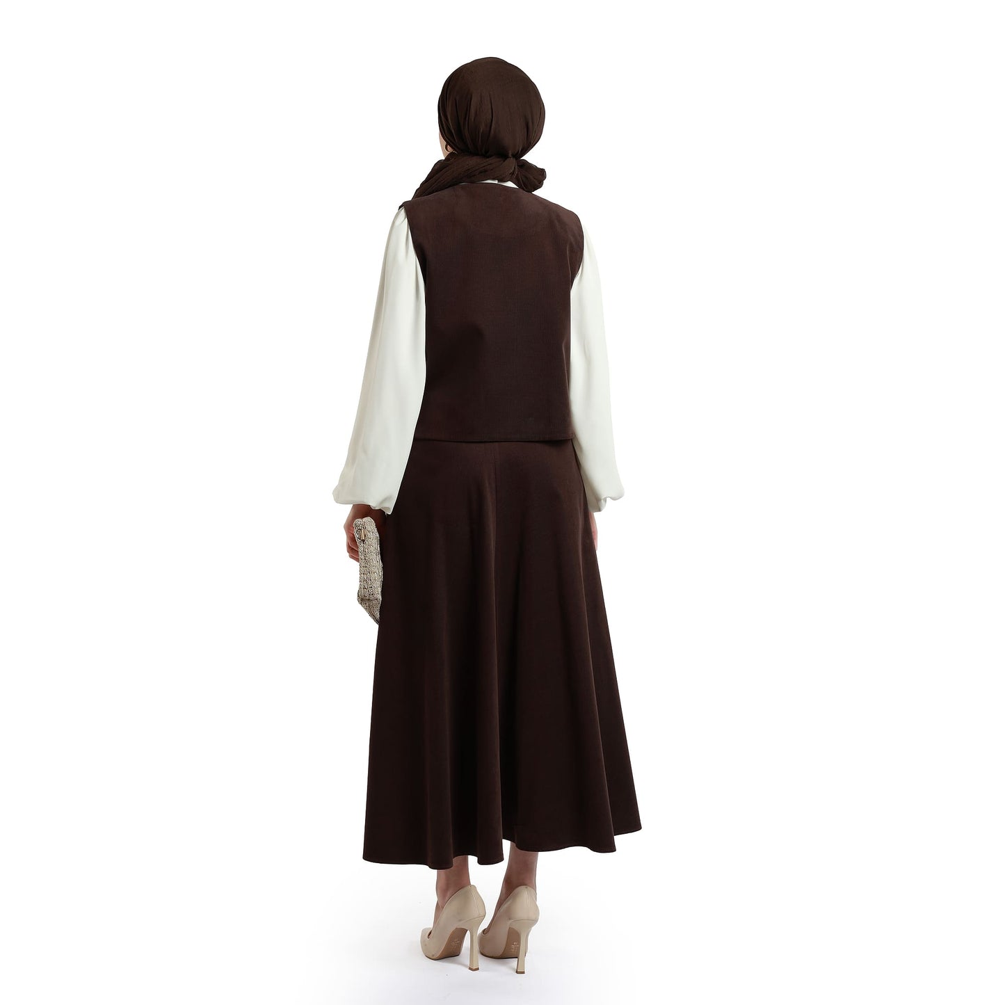 Suede/Velvet Silver Buttoned Skirt Suit