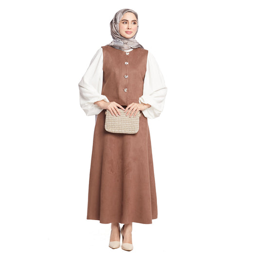 Suede/Velvet Silver Buttoned Skirt Suit