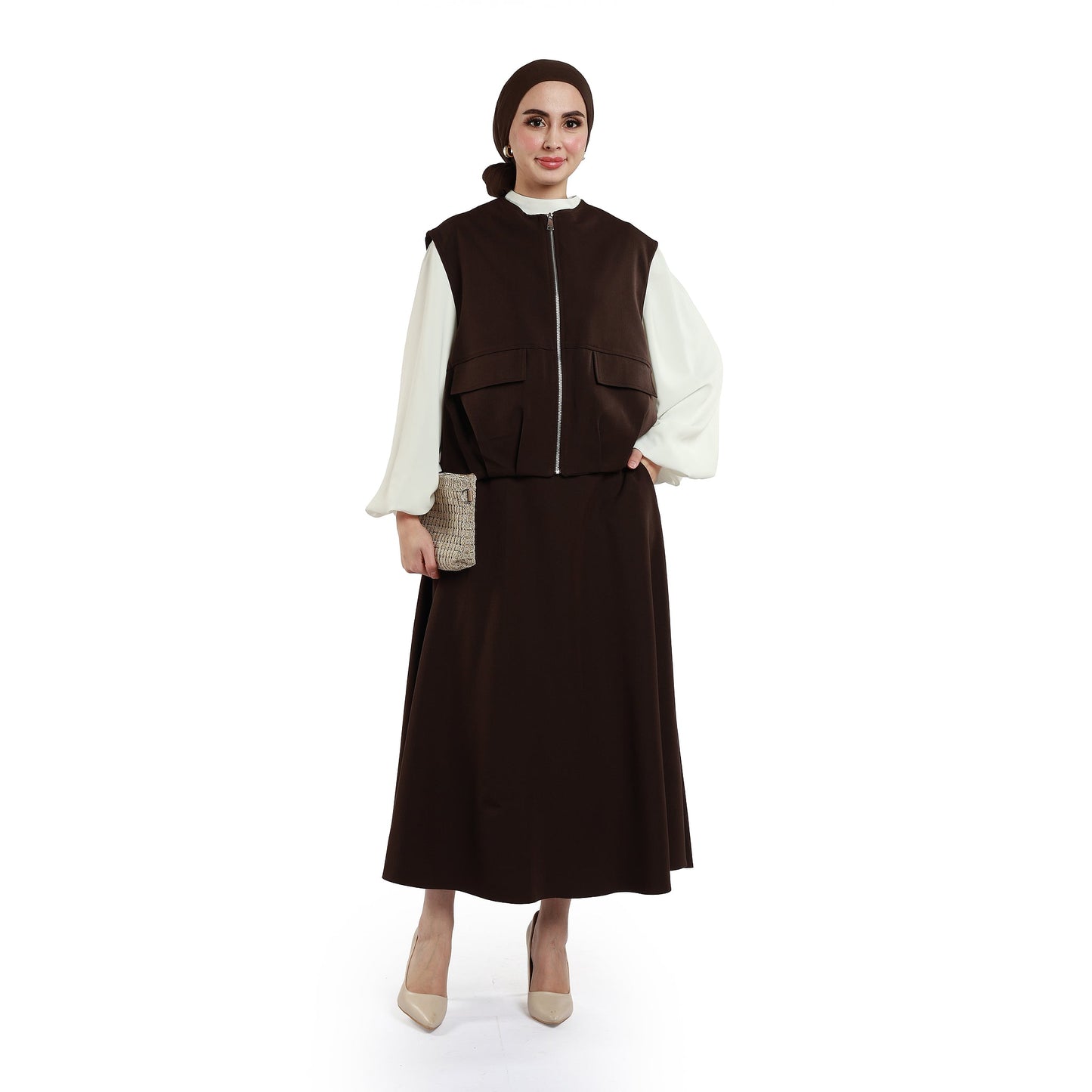 Zip-Up Skirt Suit