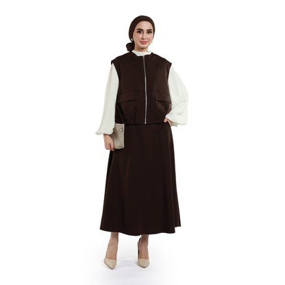 Zip-Up Skirt Suit