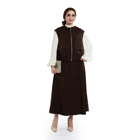 Zip-Up Skirt Suit