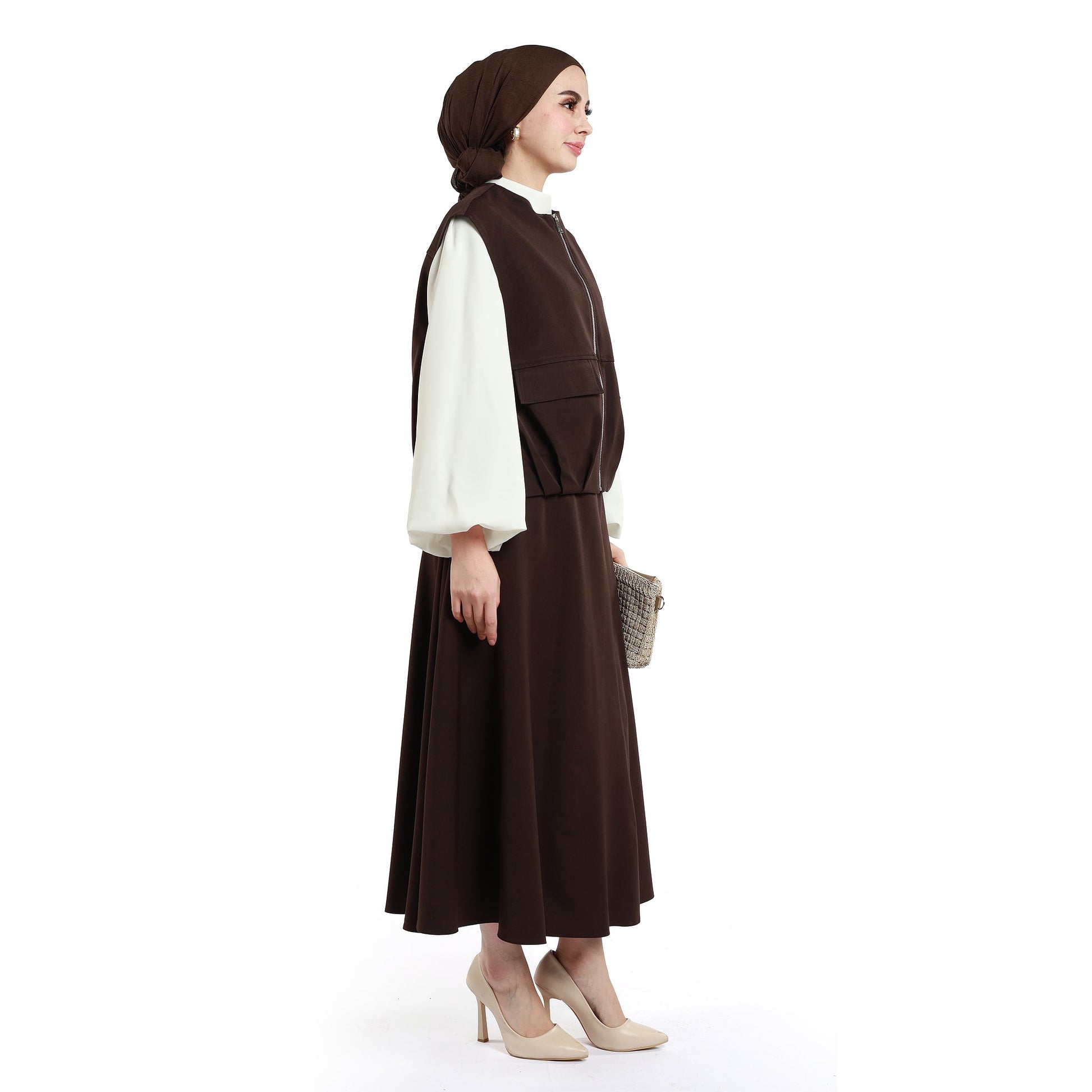 Zip-Up Skirt Suit