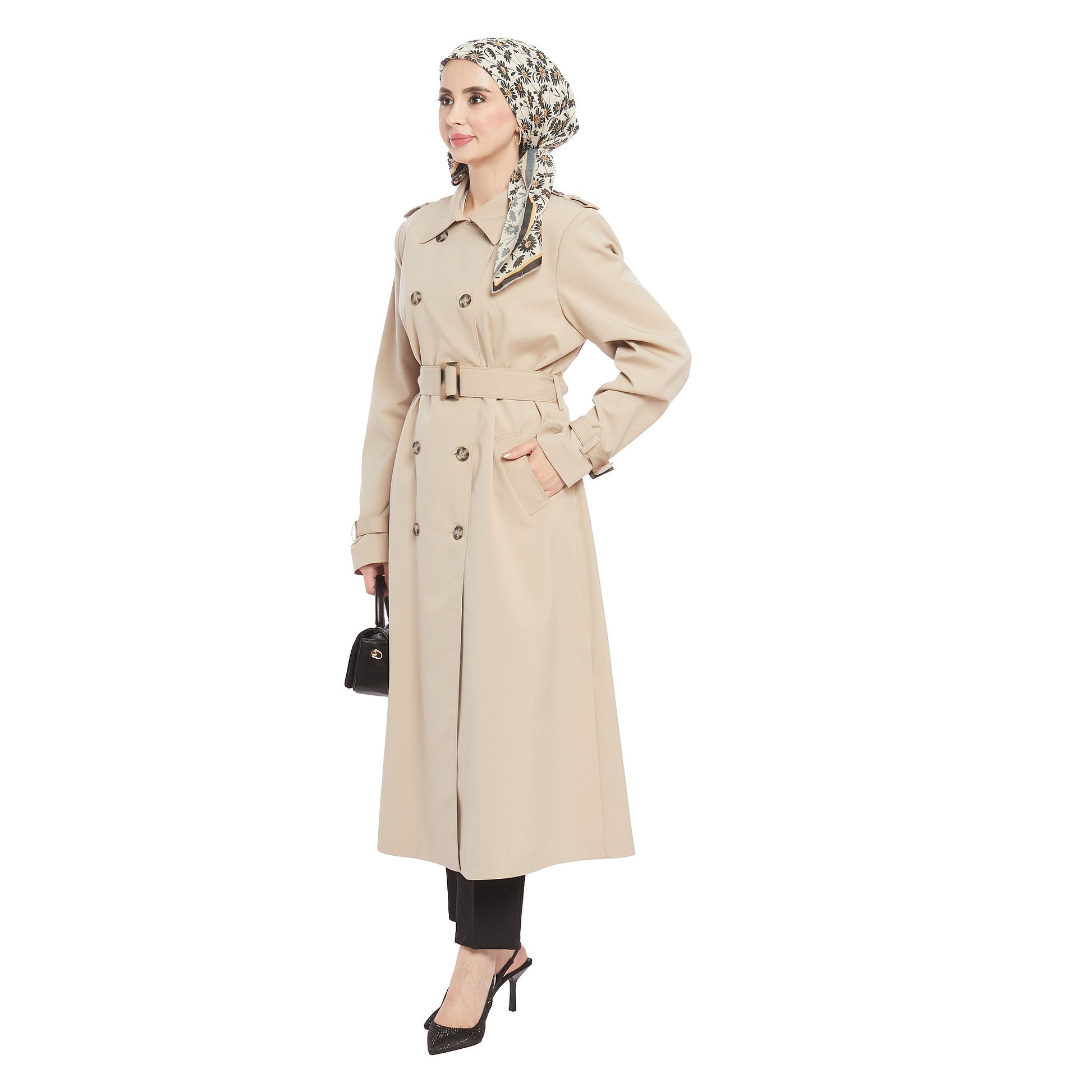 Epaulette Detail Lined Trench Coat