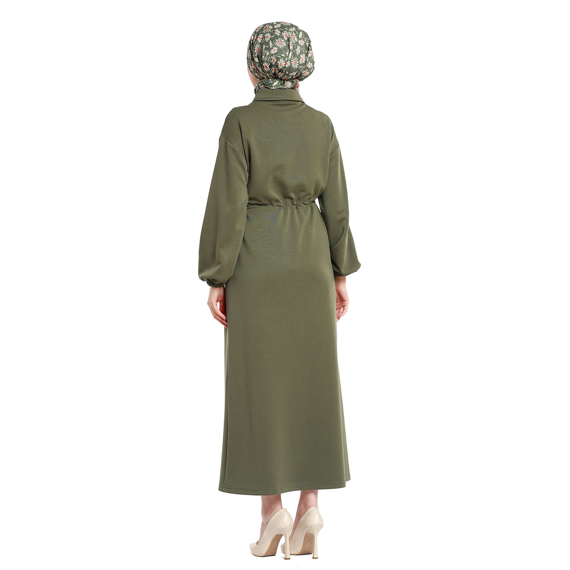 Polo Collar Maxi Dress with Gathered Detail