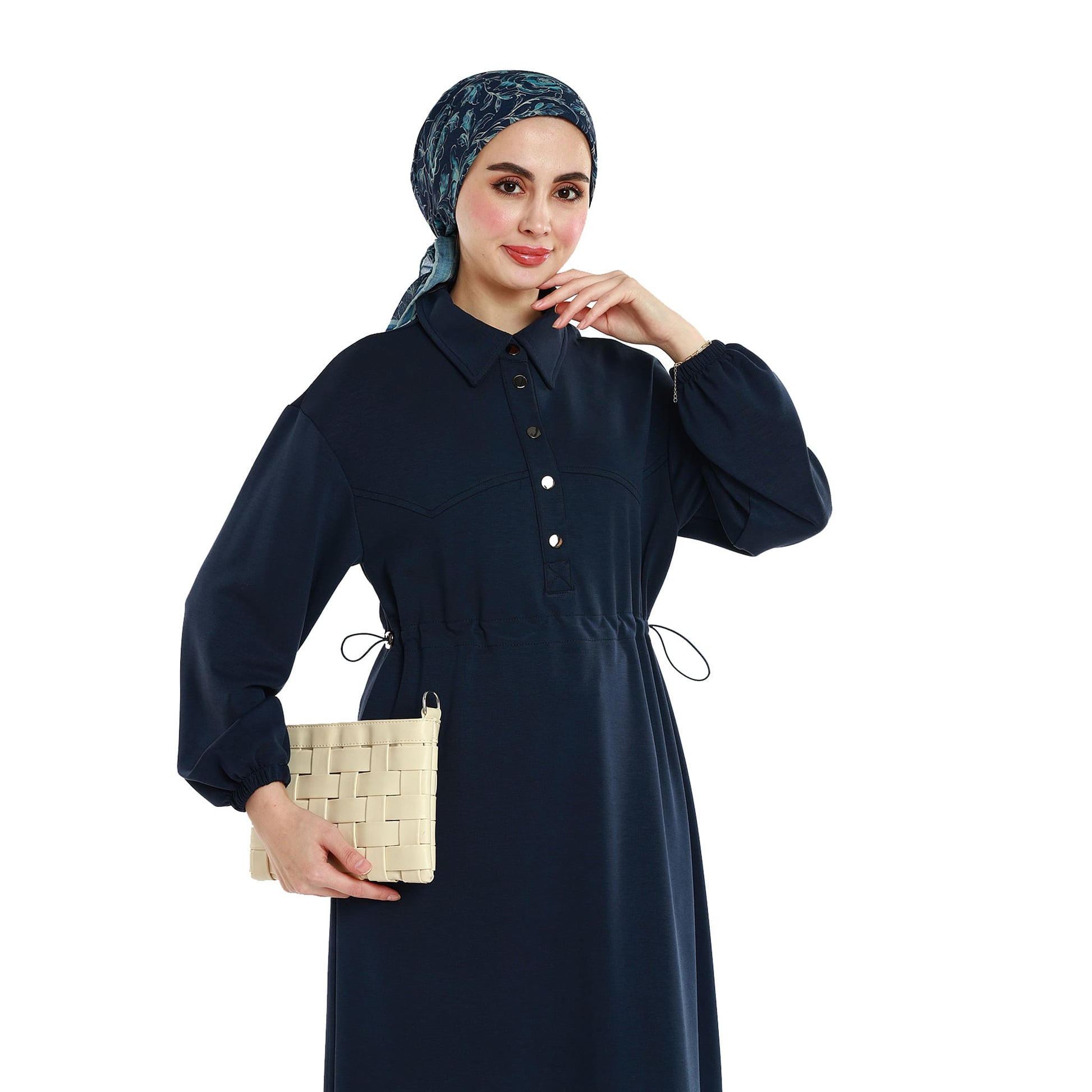 Polo Collar Maxi Dress with Gathered Detail
