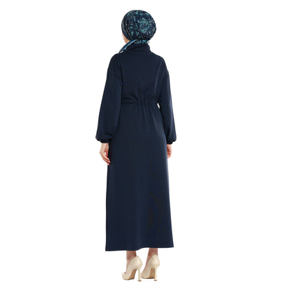 Polo Collar Maxi Dress with Gathered Detail