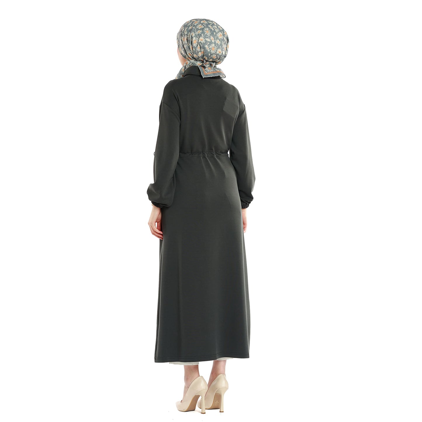 Polo Collar Maxi Dress with Gathered Detail