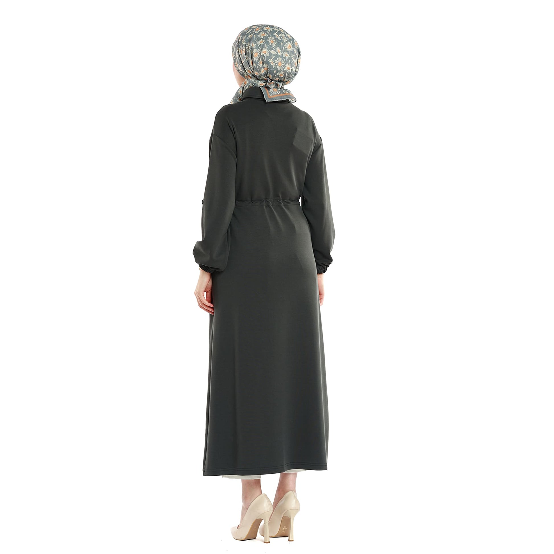 Polo Collar Maxi Dress with Gathered Detail