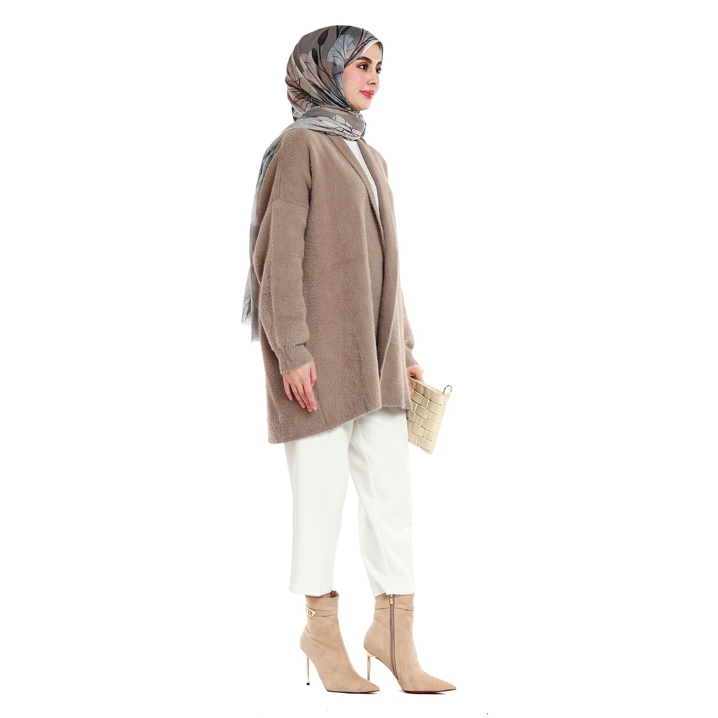 Shawl Collar Furry Oversize Cardigan without Buttons