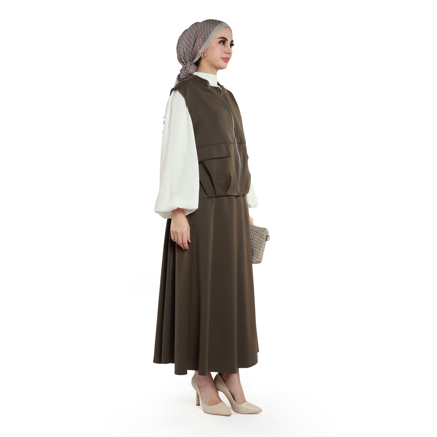 Zip-Up Skirt Suit