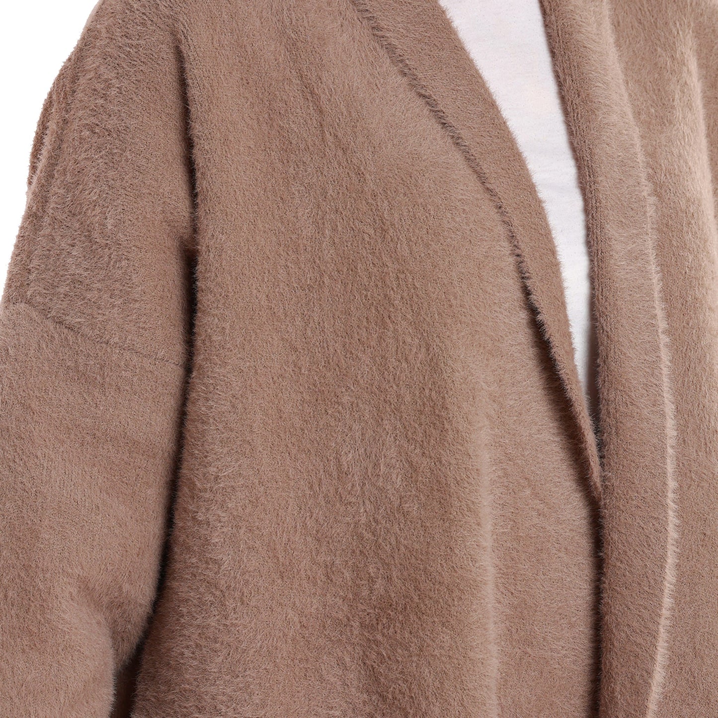 Shawl Collar Furry Oversize Cardigan without Buttons